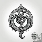 Abyssal serpent in stormy sea, ink illustrati… – style Jagger Old – tattoo sketch (17.11.2025 23:26)