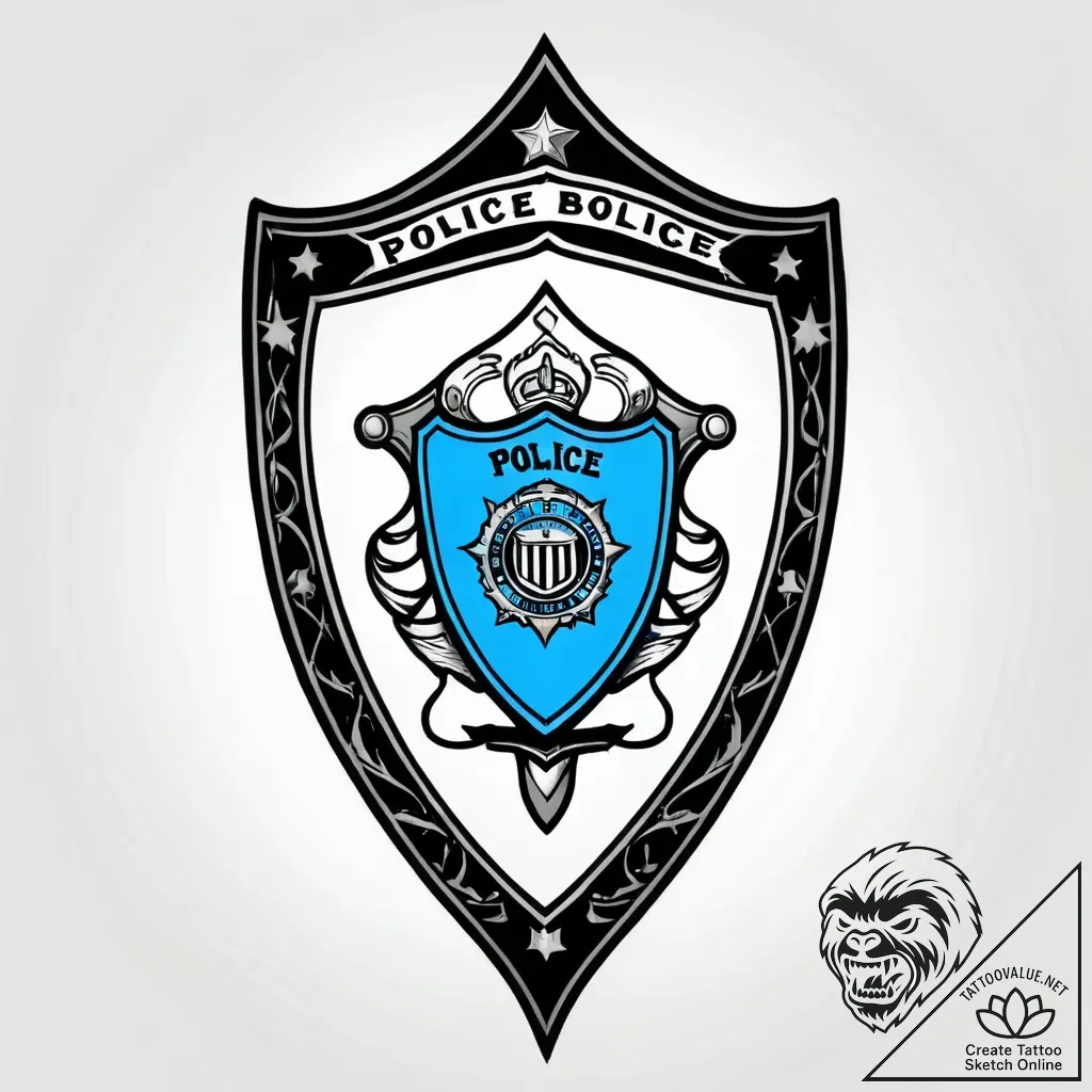 Tat tattoo sketch, police badge with crossed... - style Jagger Old - tattoo sketch (17.11.2025 23:38)