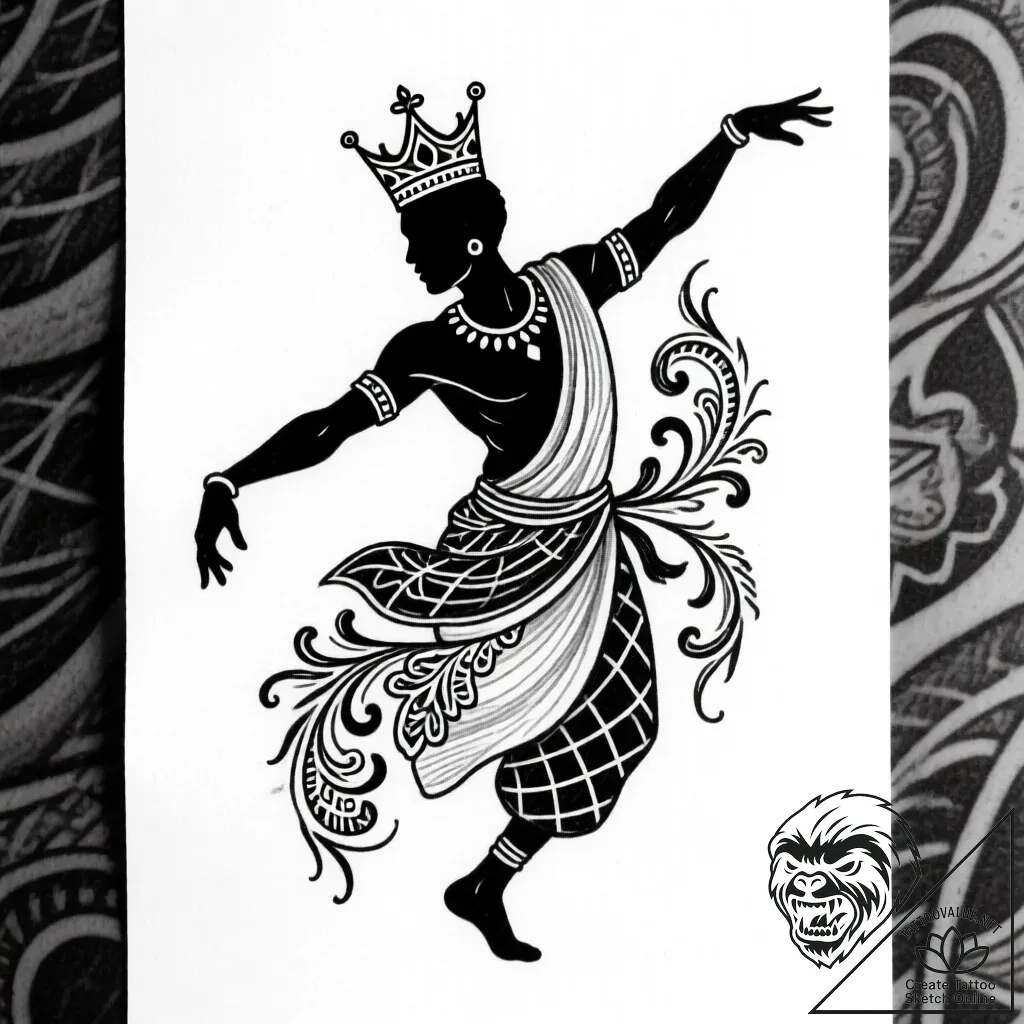 Eskiz.to, tattoo sketch, king julien silhouet... - style Flux Inscriptions - tattoo sketch (17.11.2025 23:41)