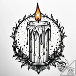 A lit candle dripping wax, artistic tattoo sk… – style Jaeger Simple – tattoo sketch (17.11.2025 23:43)