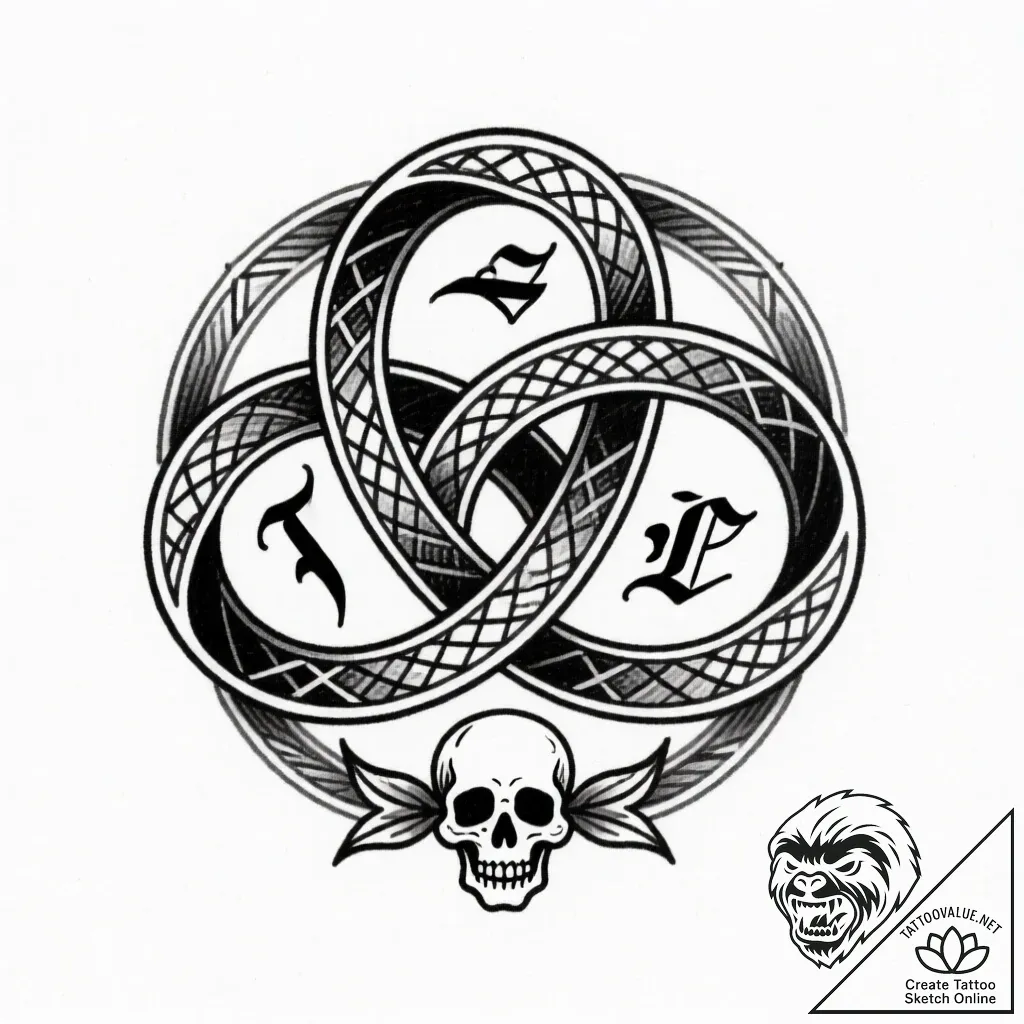 трискелион, ink illustration for tattoo, deta... - style Flux Inscriptions - tattoo sketch (18.11.2025 00:05)