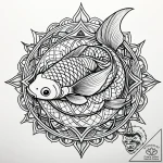 Tattoo sketch, shimmering koi fish with spark… – style Jaeger Simple – tattoo sketch (18.11.2025 00:08)