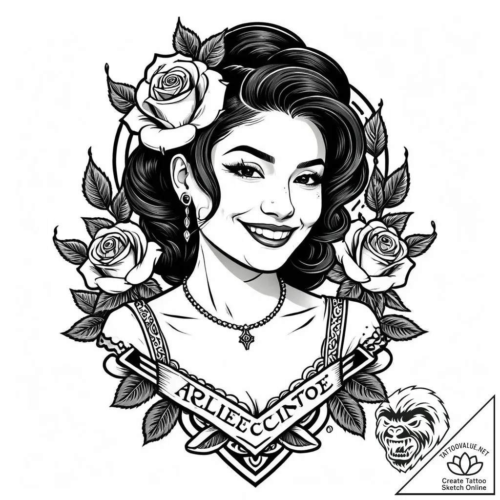 Eskiz.to, tattoo sketch, colette smiling conf... - style Jaeger Mini - tattoo sketch (18.11.2025 00:10)