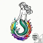 русалка, concept art for tattoo, clean lines,… – style Jagger Old – tattoo sketch (18.11.2025 00:14)