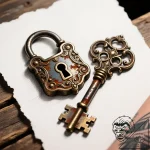 Lock and key (as a pair) – style Flux Inscriptions – tattoo sketch (18.11.2025 00:17)