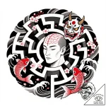 Tattoo sketch a labyrinth where the center is… – style Flux Inscriptions – tattoo sketch (18.11.2025 00:29)