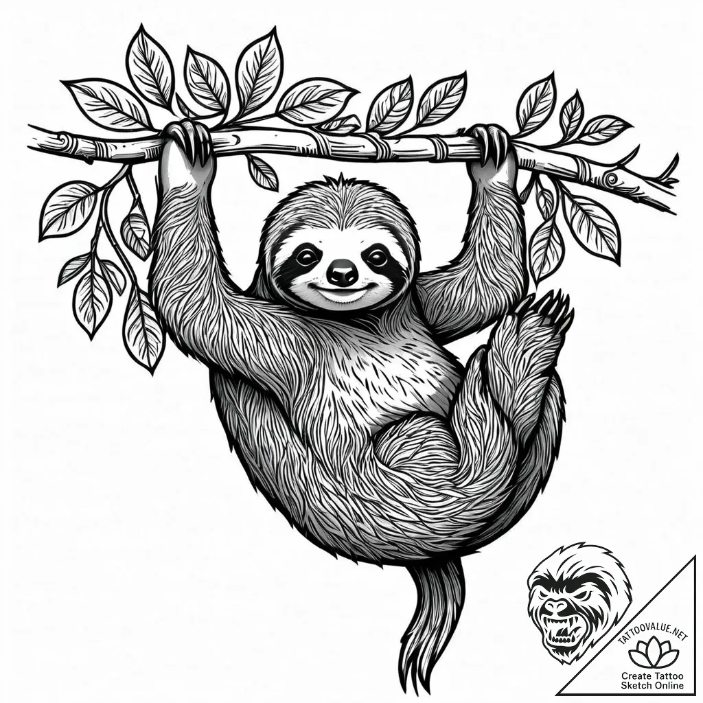 Tattoo sketch, flash the sloth hanging from b... - style Jaeger Mini - tattoo sketch (18.11.2025 00:34)