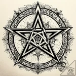 Tat tattoo sketch, mystical pentagram surroun… – style Jaeger Simple – tattoo sketch (18.11.2025 00:44)