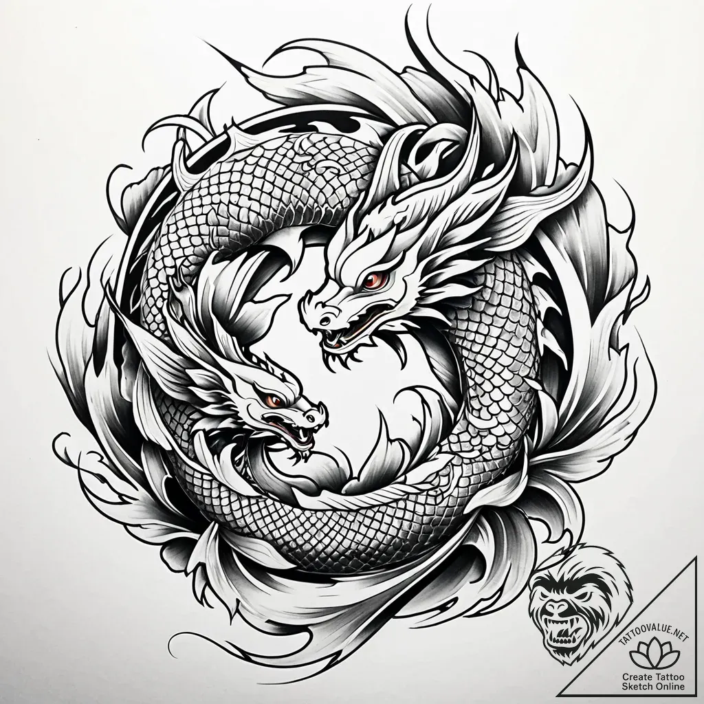 близнецы, tattoo line art, irezumi japanese t... - style Jaeger Simple - tattoo sketch (18.11.2025 00:56)