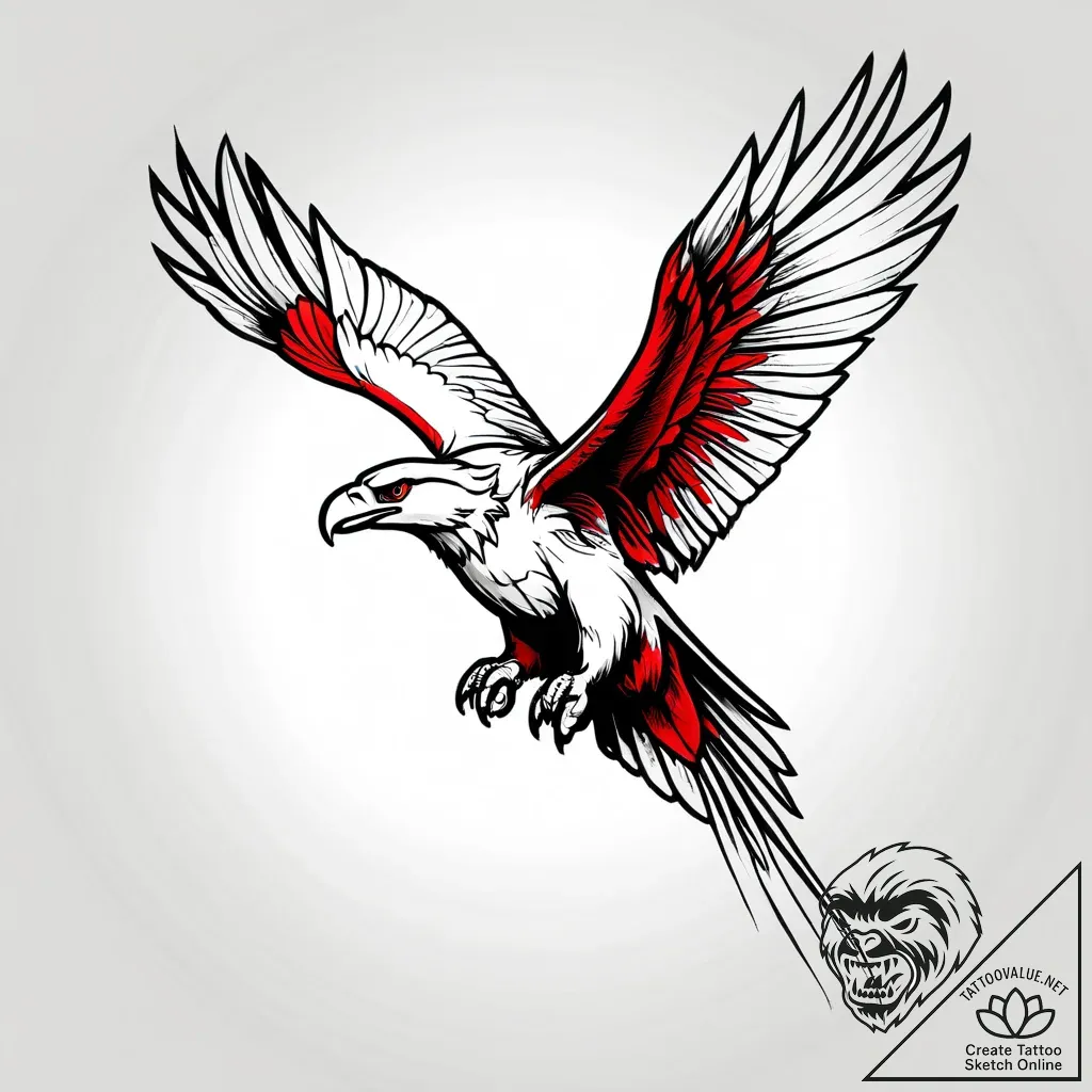 Tattoo sketch, fierce eagle swooping down wit... - style Jagger Old - tattoo sketch (18.11.2025 01:02)