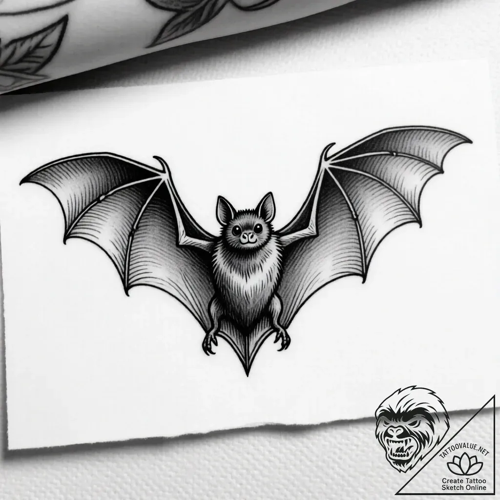 летучая мышь, tattoo drawing outline, on a cl... - style Flux Inscriptions - tattoo sketch (18.11.2025 01:05)