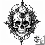Tattoo sketch, skull with cracked hourglass i… – style Jaeger Mini – tattoo sketch (18.11.2025 01:11)