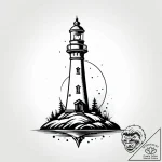 Lighthouse beacon frozen mid-flash, ink illus… – style Jagger Old – tattoo sketch (18.11.2025 01:26)