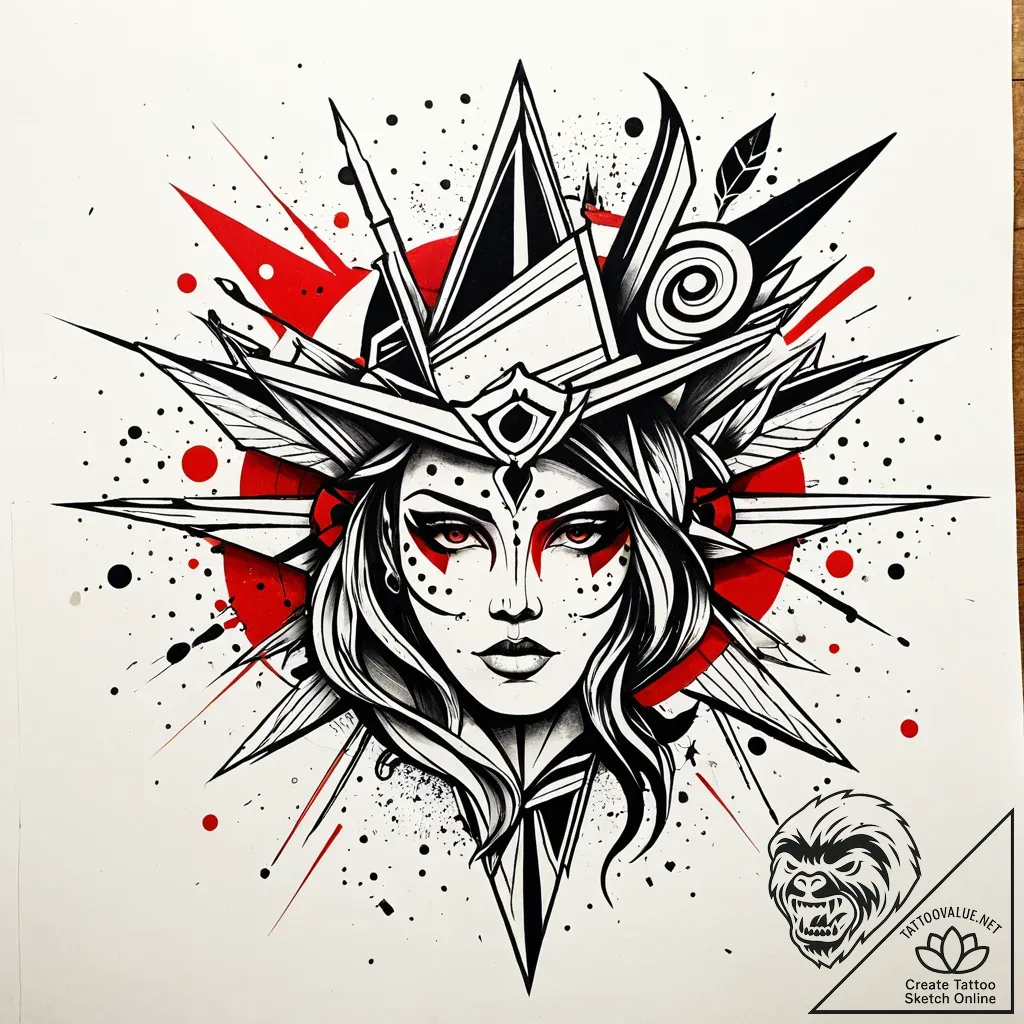 Tricsel, tattoo drawing outline, professional... - style Jaeger Simple - tattoo sketch (18.11.2025 01:44)