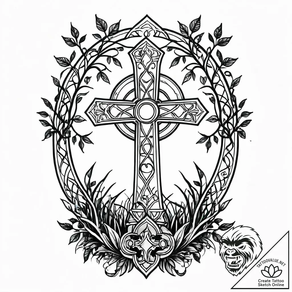 Tattoo design an ancient ruin covered in vine... - style Jagger Old - tattoo sketch (18.11.2025 01:50)