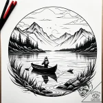 A shot of a lone fisherman in a small boat on… – style Jaeger Simple – tattoo sketch (18.11.2025 01:55)