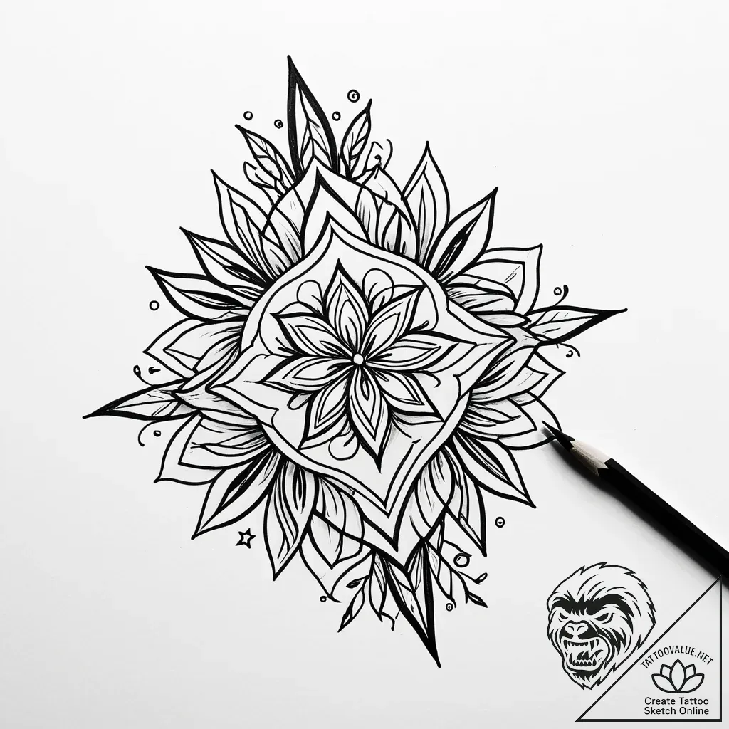 орнамент, ink illustration for tattoo, black... - style Jaeger Simple - tattoo sketch (18.11.2025 02:07)
