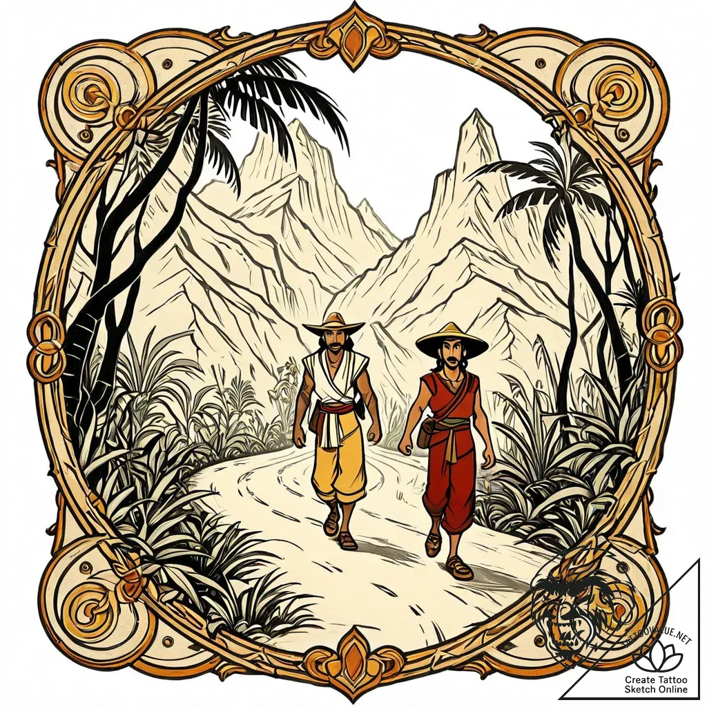 Tattoo sketch, miguel and tulio sneaking thro... - style Jaeger Mini - tattoo sketch (18.11.2025 02:22)