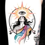 Tat tattoo sketch, mystical awakening scene w… – style Flux Inscriptions – tattoo sketch (18.11.2025 02:29)