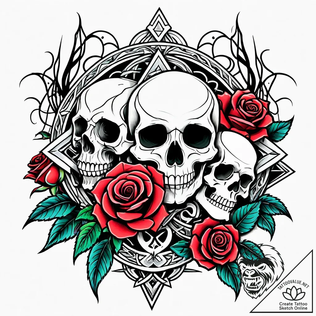 Tattoo sketch two distinct flowers intertwine... - style Jaeger Simple - tattoo sketch (18.11.2025 02:56)