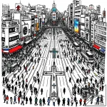 The organized chaos of shibuya crossing in to… – style Jaeger Mini – tattoo sketch (18.11.2025 03:11)