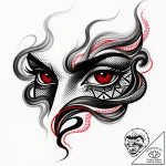 Tattoo sketch, dragon eyes glowing through sm… – style Flux Inscriptions – tattoo sketch (18.11.2025 03:17)