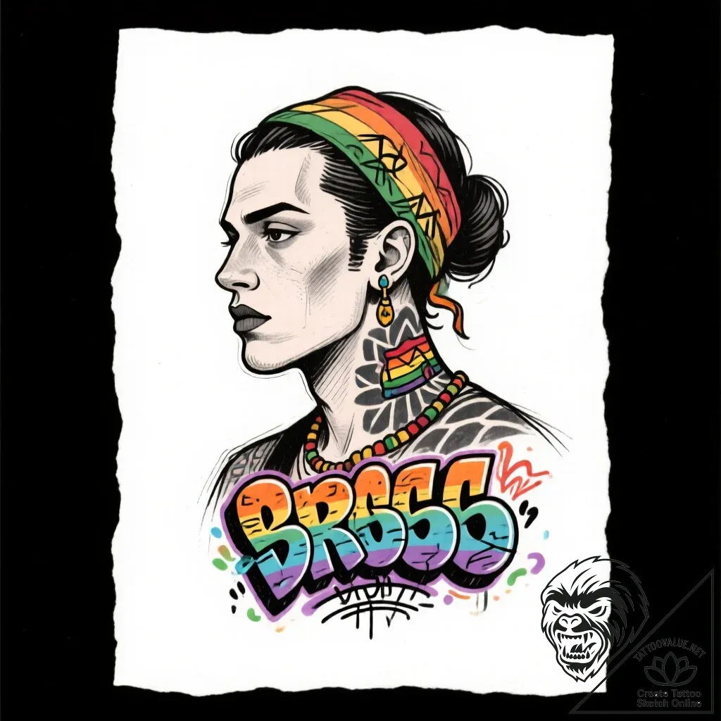 Tat tattoo sketch, rapper’s microphone with g... - style Flux Inscriptions - tattoo sketch (18.11.2025 03:29)