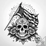 Tattoo sketch a triumphant flag waving on a d… – style Jaeger Simple – tattoo sketch (18.11.2025 03:43)