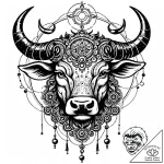 Tattoo design a taurus bull depicted as a pow… – style Jaeger Mini – tattoo sketch (18.11.2025 03:47)