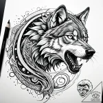 Astral wolf leaping through rift, tattoo sket… – style Jaeger Simple – tattoo sketch (18.11.2025 04:07)