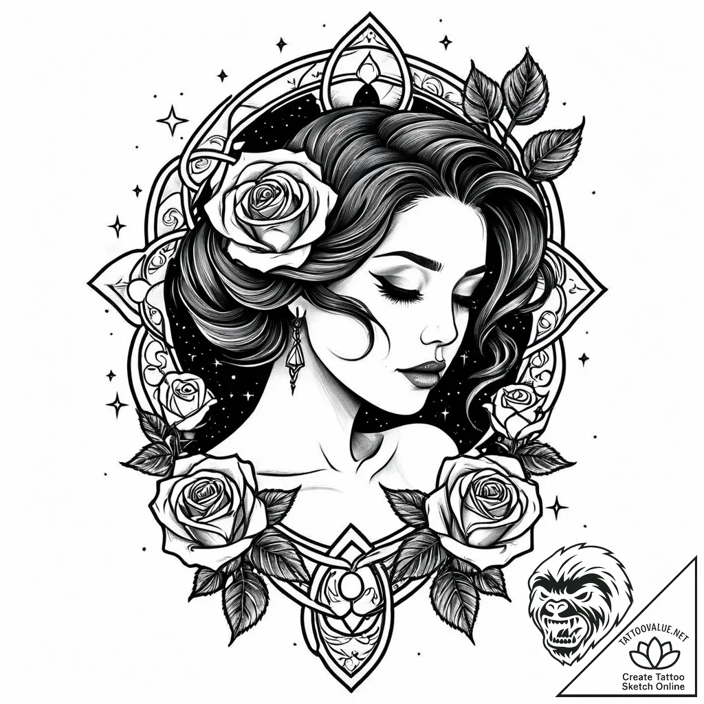 Tat tattoo sketch, saoirse silhouette with wa... - style Jaeger Mini - tattoo sketch (18.11.2025 04:10)