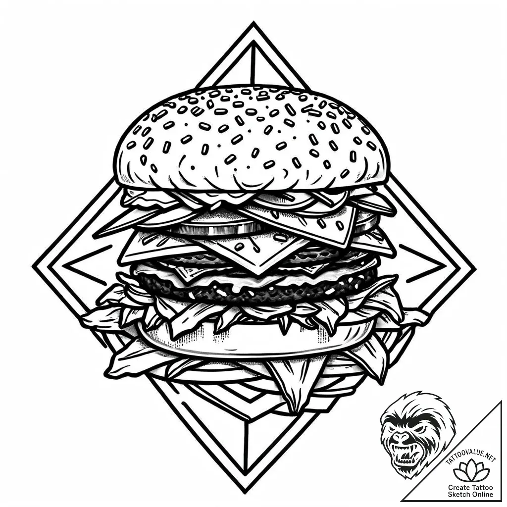 Tattoo design a 'burger' on one, 'fries' on t... - style Jaeger Mini - tattoo sketch (18.11.2025 04:22)