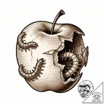 Apple rotting with worms, concept art for tat… – style Flux Inscriptions – tattoo sketch (18.11.2025 04:29)