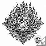 Tattoo sketch, anger with fiery flames around… – style Jaeger Mini – tattoo sketch (18.11.2025 04:35)