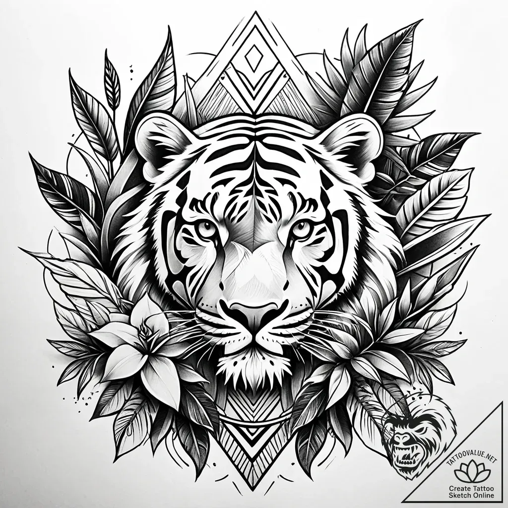 Tat tattoo sketch, animals of the jungle in a... - style Jaeger Simple - tattoo sketch (18.11.2025 04:56)