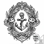 Tattoo design pisces fish with a tiny, whimsi… – style Jaeger Mini – tattoo sketch (18.11.2025 04:58)
