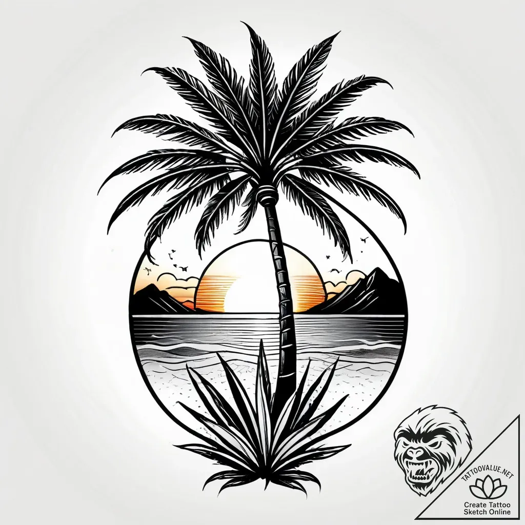 Tat tattoo sketch, palm tree fronds silhouett... - style Jagger Old - tattoo sketch (18.11.2025 05:02)