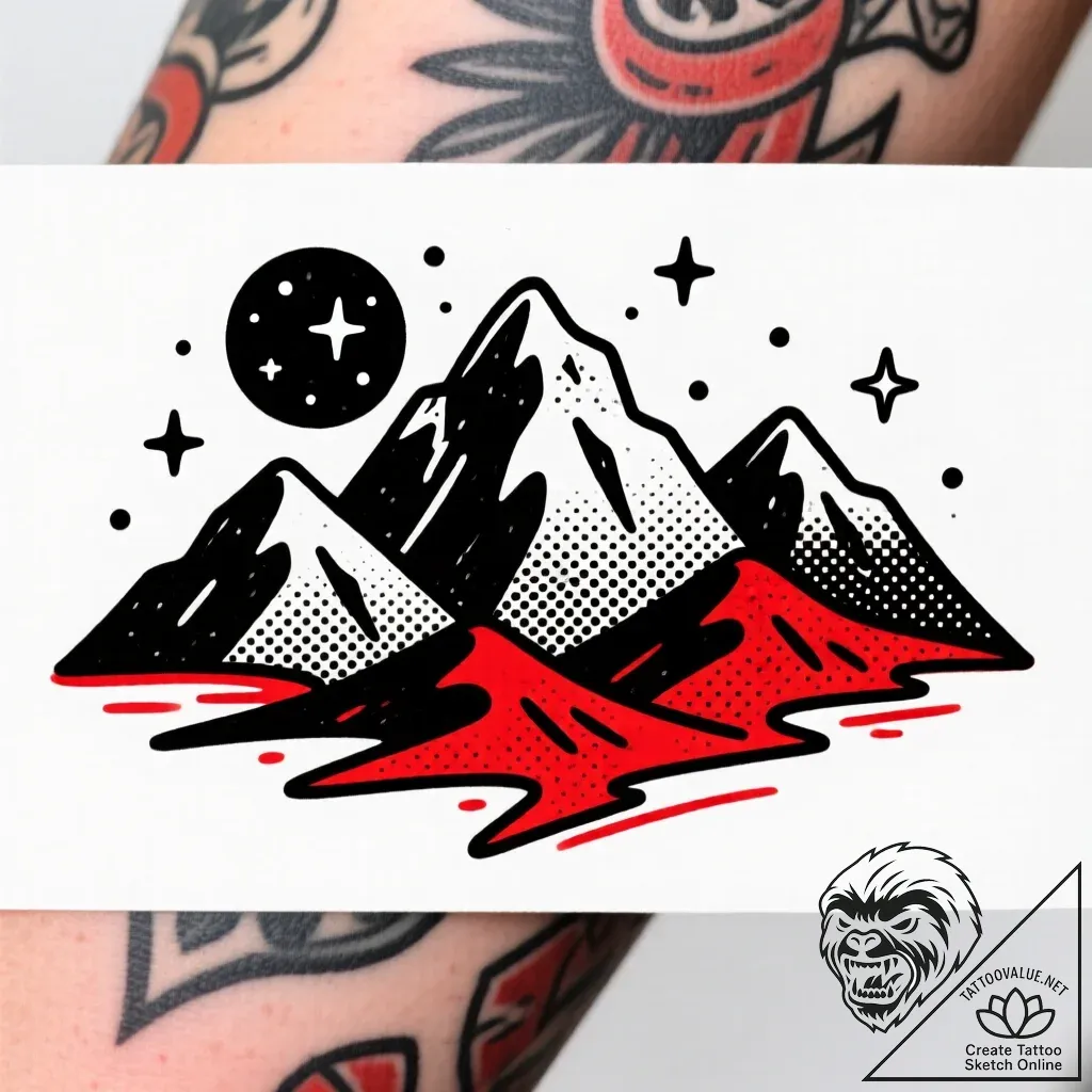 Tattoo sketch, minimalist mountain range with... - style Flux Inscriptions - tattoo sketch (18.11.2025 05:05)