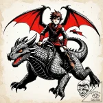 Tattoo sketch, hiccup riding dragon with wind… – style Jaeger Simple – tattoo sketch (18.11.2025 05:07)