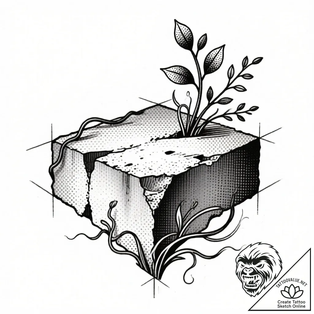 Tattoo design a texture of hardened concrete... - style Flux Inscriptions - tattoo sketch (18.11.2025 05:29)