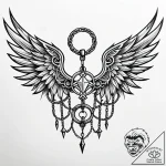 Iron wings breaking through chains, artistic… – style Jaeger Simple – tattoo sketch (18.11.2025 05:32)