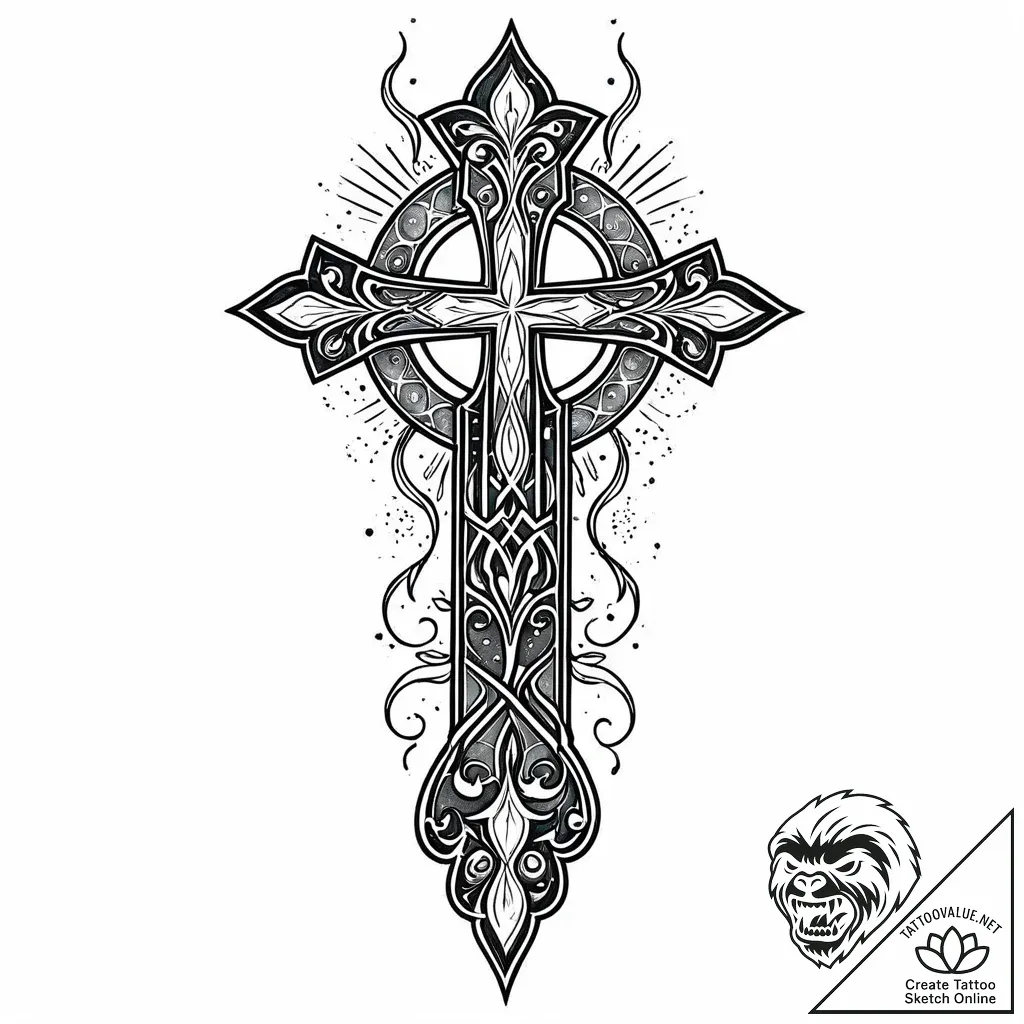 Pillar cracked by celestial flame, artistic t... - style Jaeger Mini - tattoo sketch (18.11.2025 05:35)