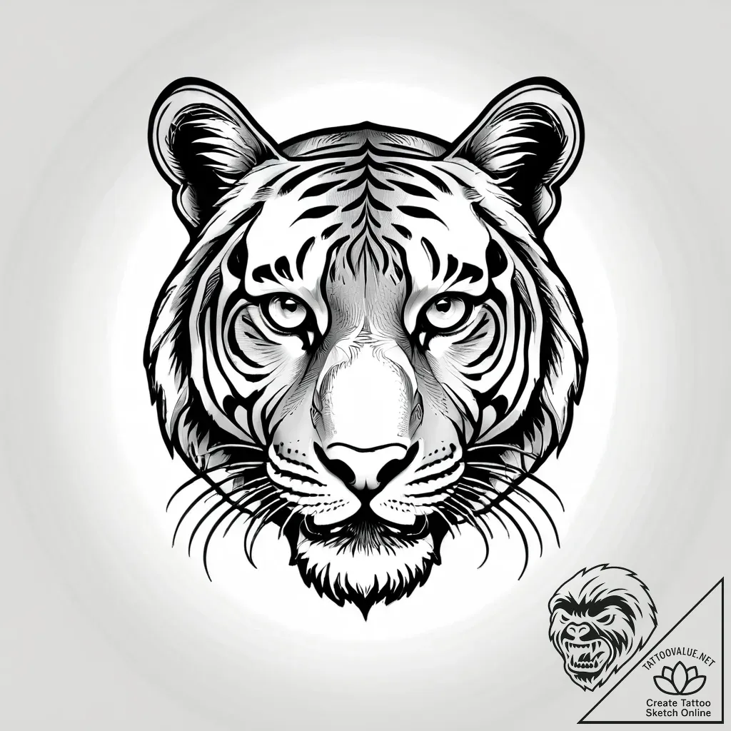 Tattoo sketch, tiger with eyes glowing like e... - style Jagger Old - tattoo sketch (18.11.2025 05:38)