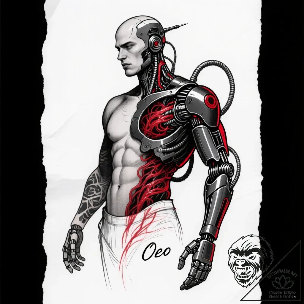 Eskiz.to, tattoo sketch, rodney with robotic... - style Flux Inscriptions - tattoo sketch (18.11.2025 06:05)