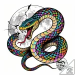 Apocalyptic serpent devouring moon, tattoo sk… – style Flux Inscriptions – tattoo sketch (18.11.2025 06:17)