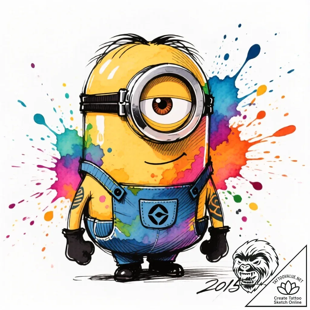 миньоны (minions, 2015), tattoo sketch design... - style Flux Inscriptions - tattoo sketch (18.11.2025 06:29)