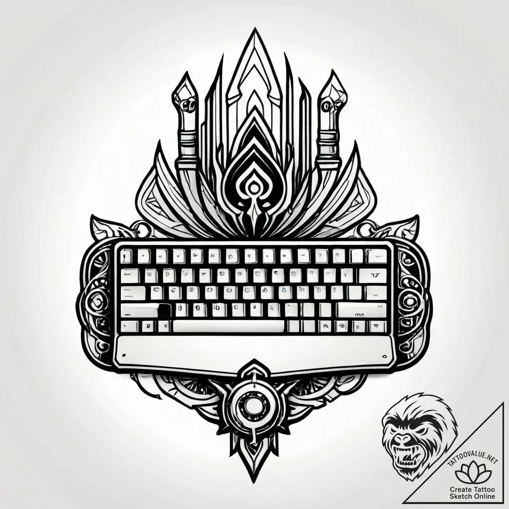 Tattoo design a gaming keyboard with custom k... - style Jagger Old - tattoo sketch (18.11.2025 06:38)