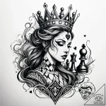 Chess queen made of translucent smoke, holdin… – style Jaeger Simple – tattoo sketch (18.11.2025 07:07)