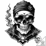 Tat tattoo sketch, biker skull wearing bandan… – style Jaeger Mini – tattoo sketch (18.11.2025 07:10)