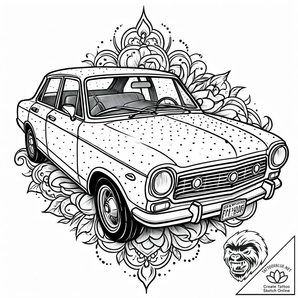 The intricate patterns of frost on a car wind... - style Jaeger Mini - tattoo sketch (18.11.2025 07:23)